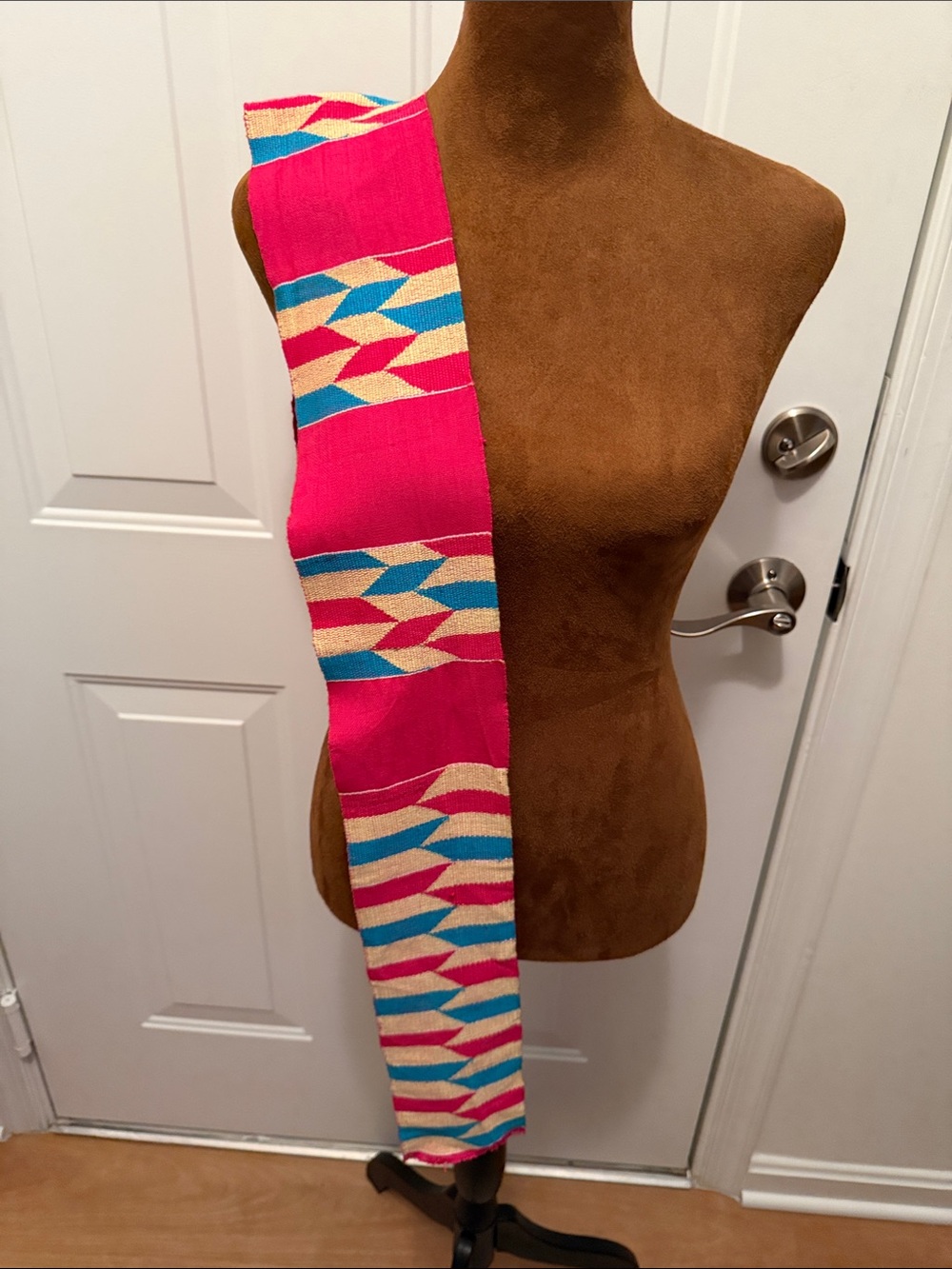 Vibrant Pink Geometric Woven Sash Scarf